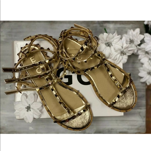 EGO Rose Gold Studded Gladiator Sandals size 5 - Picture 3 of 8